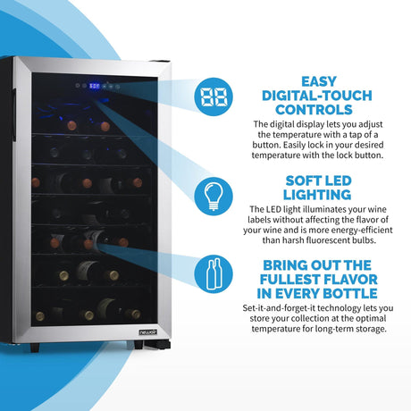 NewAir 50-Bottle Stainless Steel Freestanding Wine Refrigerator Wine Coolers NWC050SS00 Wine Coolers Empire