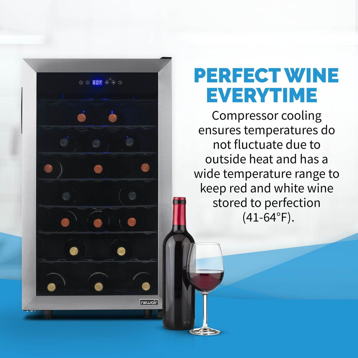 NewAir 50-Bottle Stainless Steel Freestanding Wine Refrigerator Wine Coolers NWC050SS00 Wine Coolers Empire
