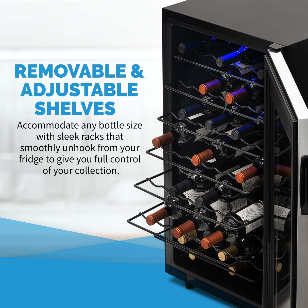 NewAir 50-Bottle Stainless Steel Freestanding Wine Refrigerator Wine Coolers NWC050SS00 Wine Coolers Empire