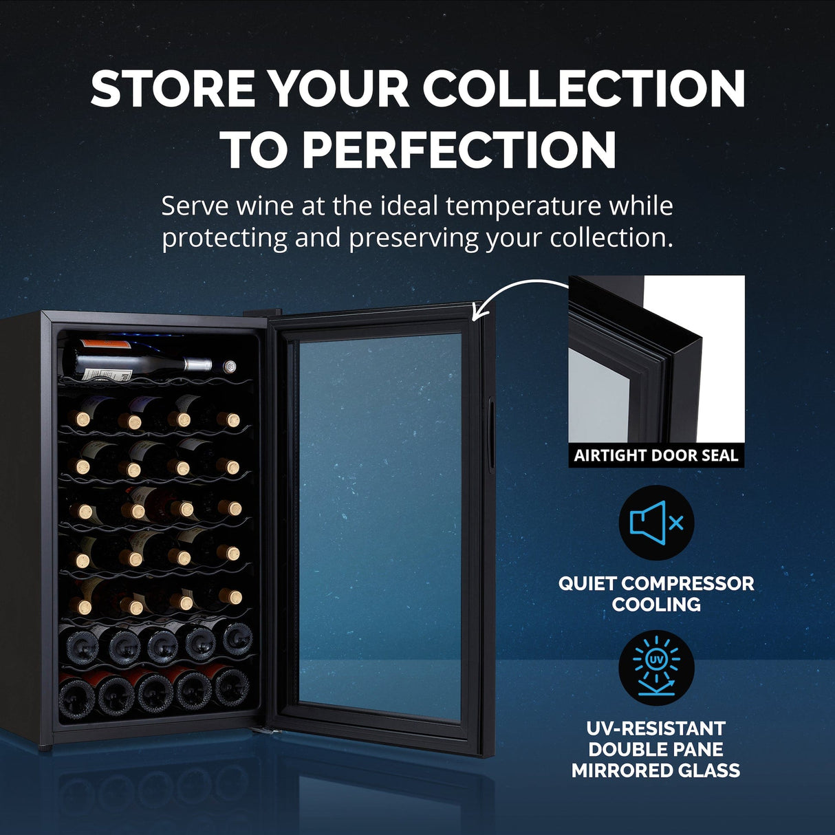 NewAir 51-Bottle Black Freestanding Wine Refrigerator Wine Coolers NWC051BK00 Wine Coolers Empire