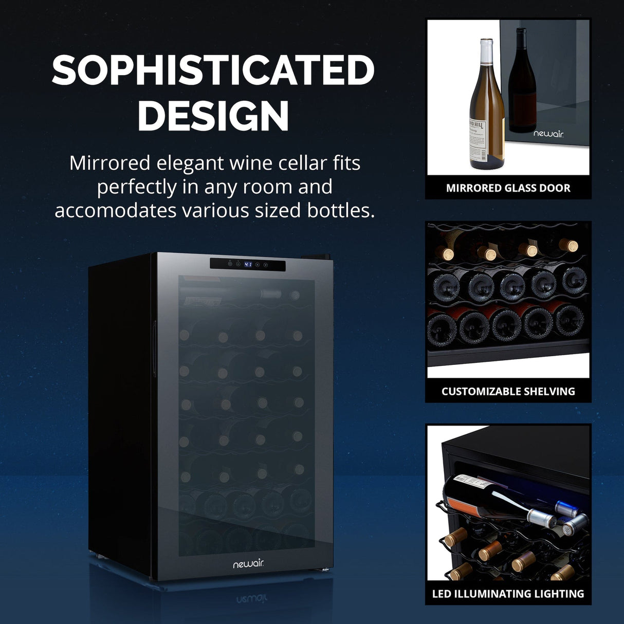 NewAir 51-Bottle Black Freestanding Wine Refrigerator Wine Coolers NWC051BK00 Wine Coolers Empire