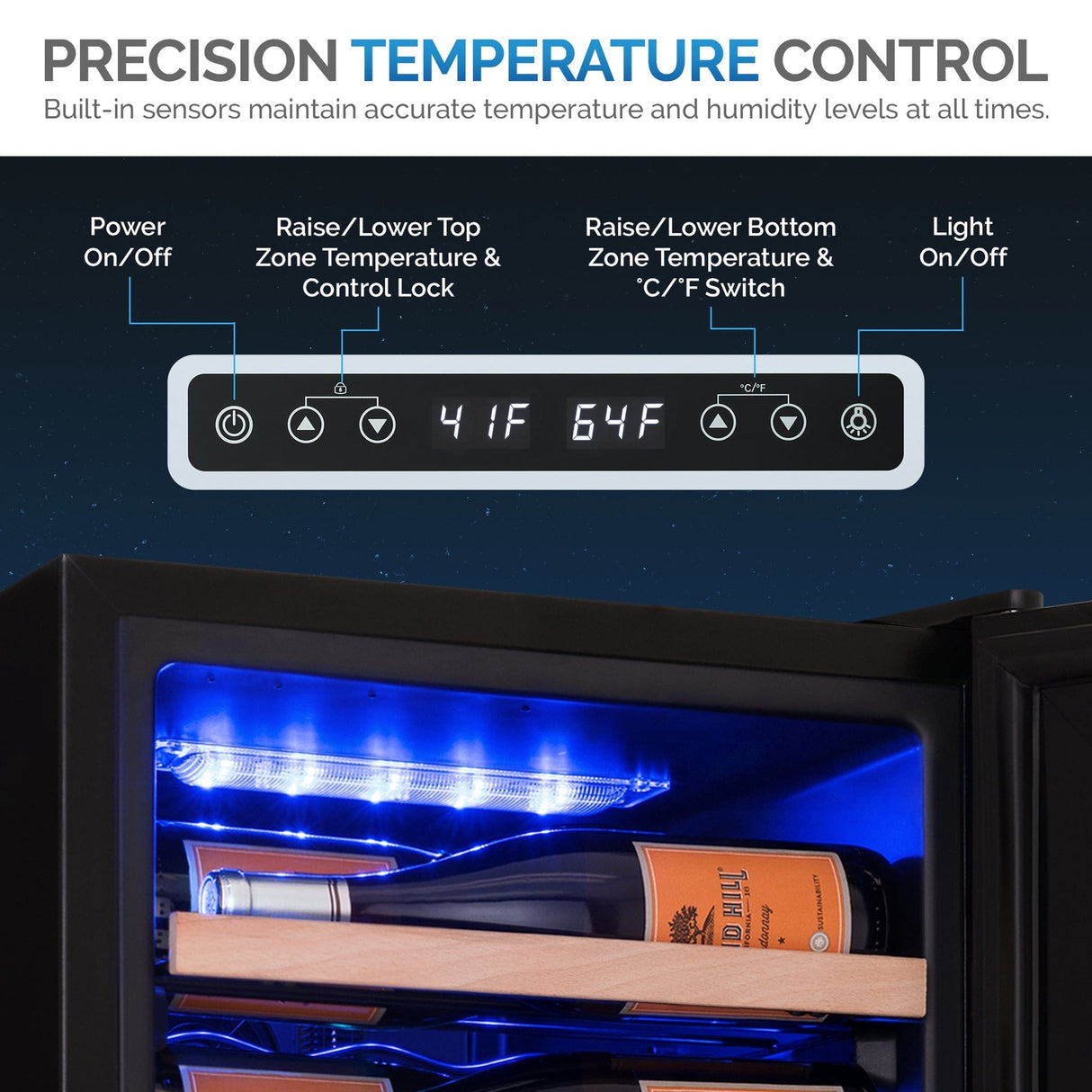 NewAir 56-Bottle Black Freestanding Dual Zone Wine Refrigerator Wine Coolers NWC056BKD0 Wine Coolers Empire