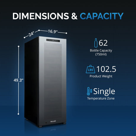 NewAir 62-Bottle Black Freestanding Wine Refrigerator Wine Coolers NWC062BK00 Wine Coolers Empire