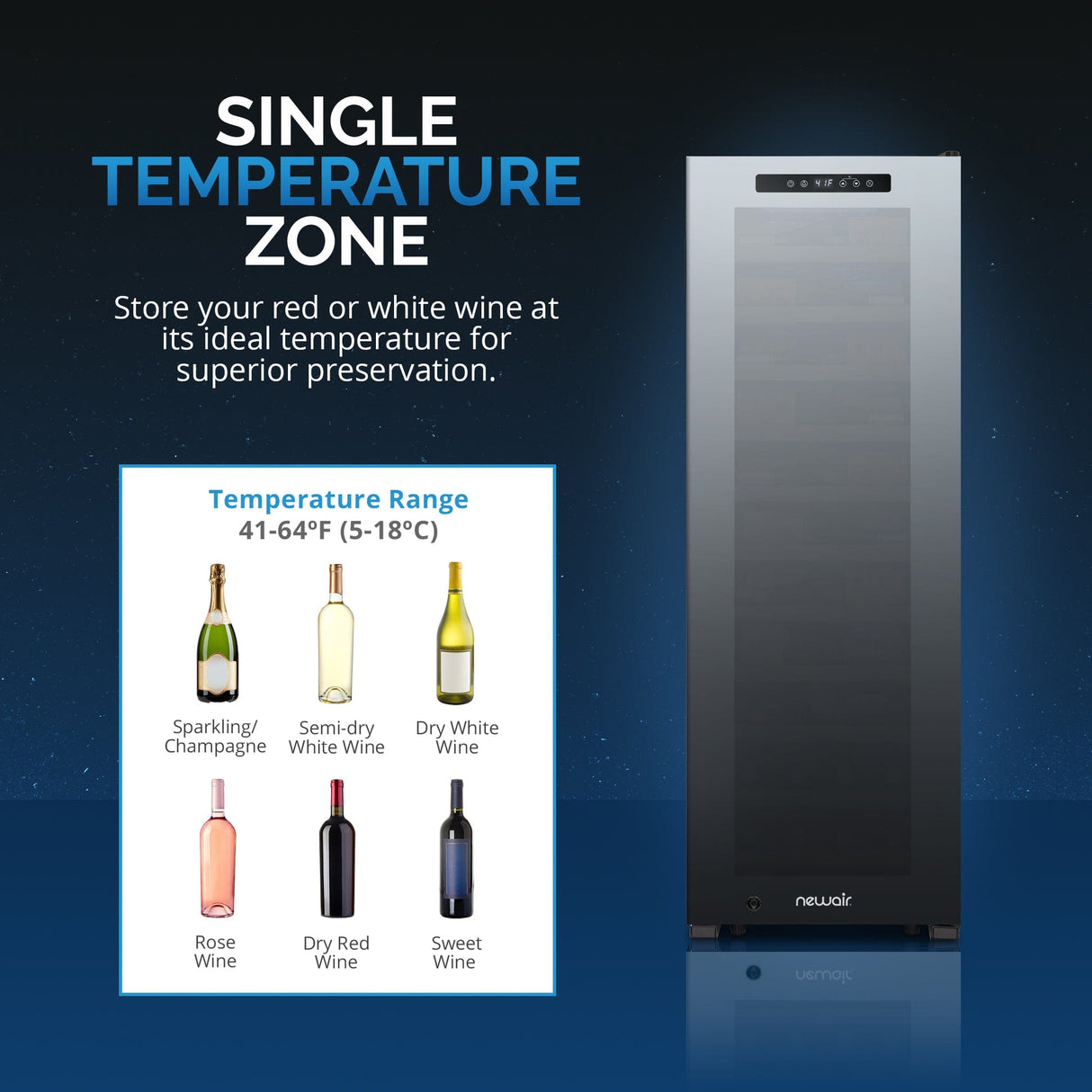 NewAir 62-Bottle Black Freestanding Wine Refrigerator Wine Coolers NWC062BK00 Wine Coolers Empire