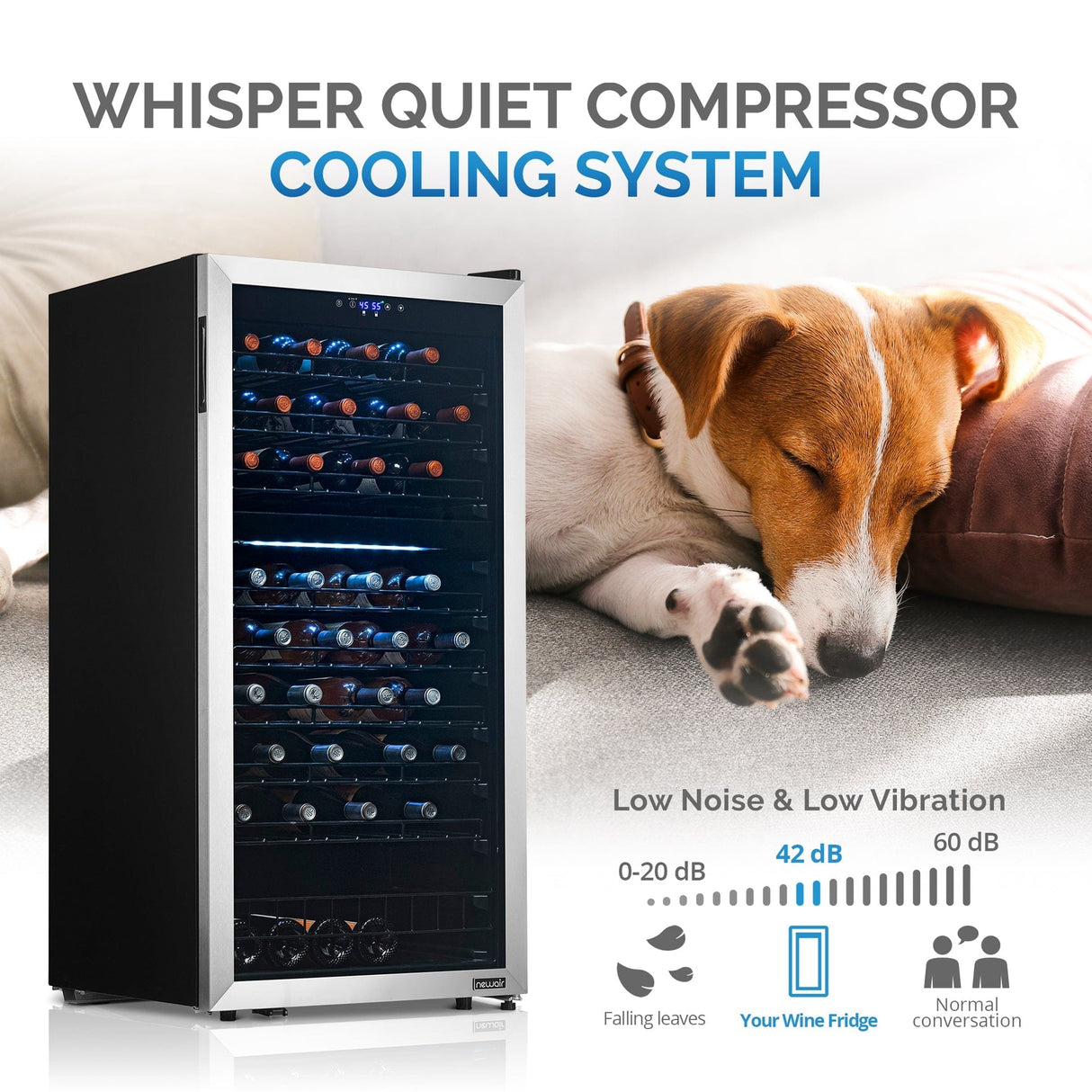 NewAir 76-Bottle Stainless Steel Dual Zone Wine Fridge - Wine Coolers