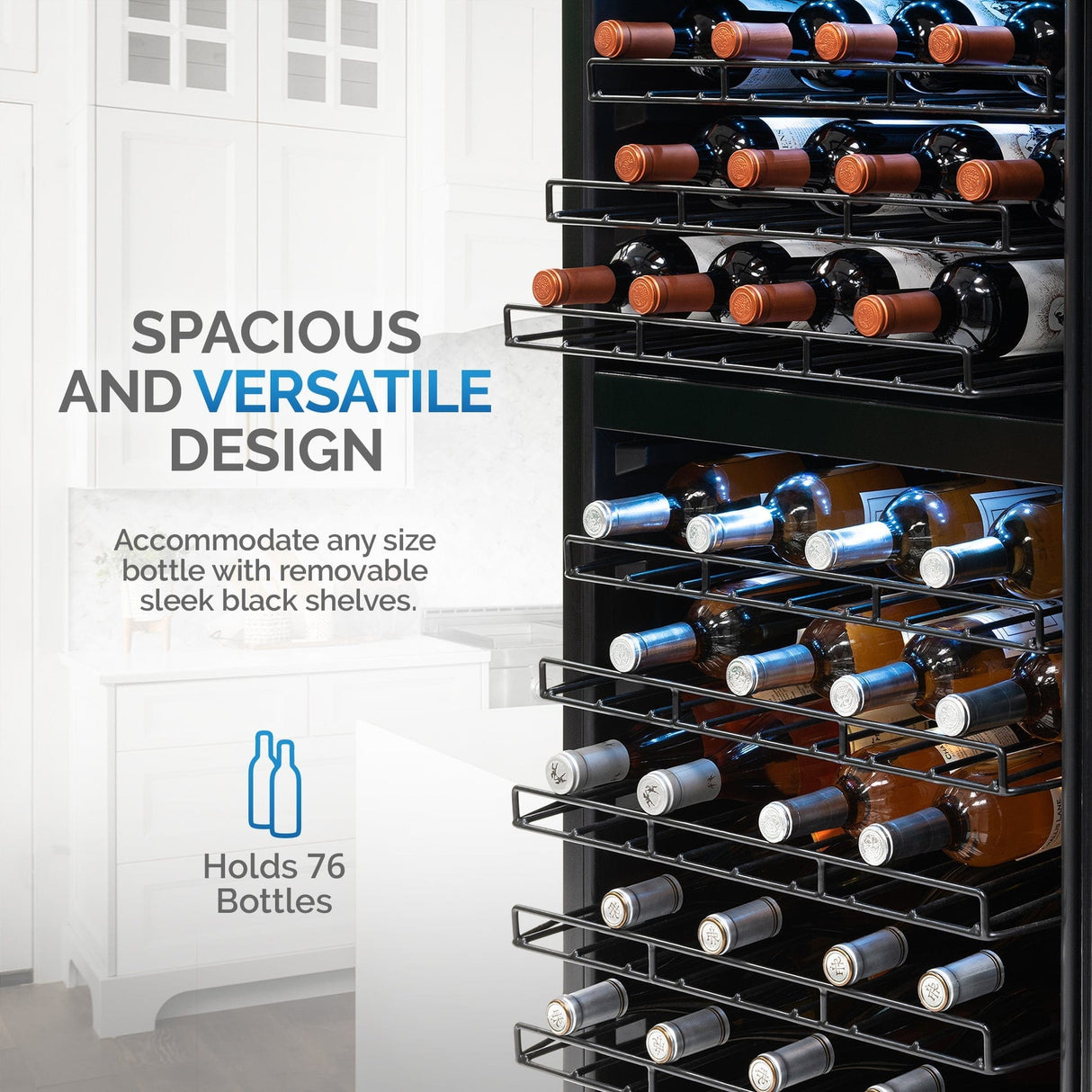NewAir 76-Bottle Stainless Steel Dual Zone Wine Fridge - Wine Coolers