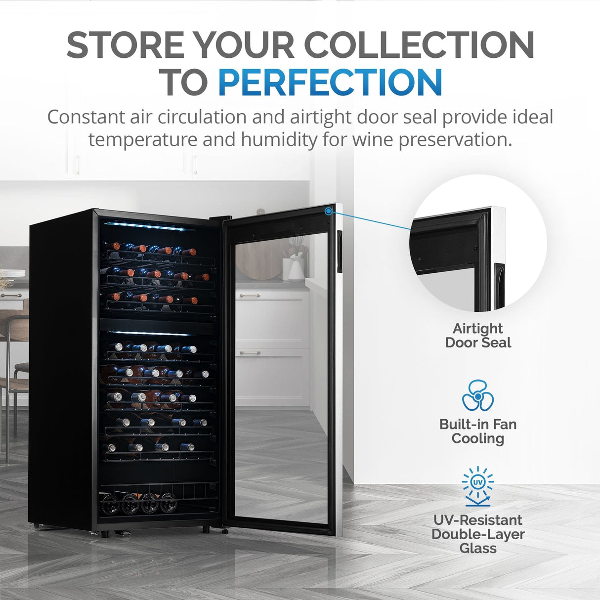 NewAir 76-Bottle Stainless Steel Dual Zone Wine Fridge - Wine Coolers