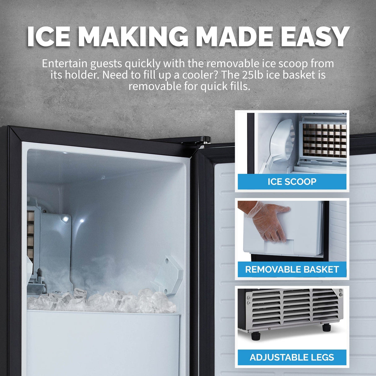 NewAir 80 lb/Day Stainless Steel Clear Ice Maker Ice Makers NCI080SS00 Wine Coolers Empire