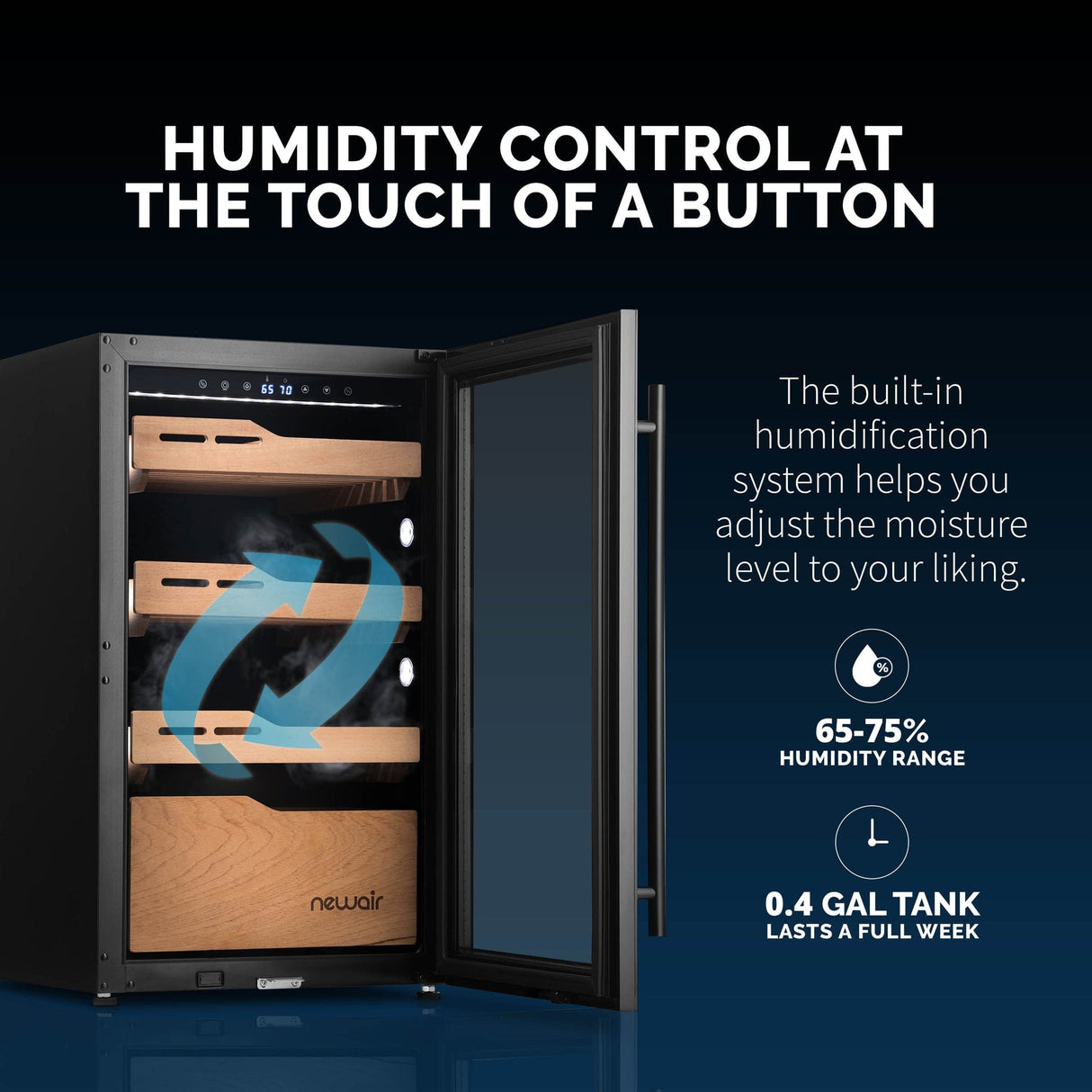 NewAir 840-Count Electric Cigar Humidor NCH840BK00 Cigar Humidors NCH840BK00 Wine Coolers Empire