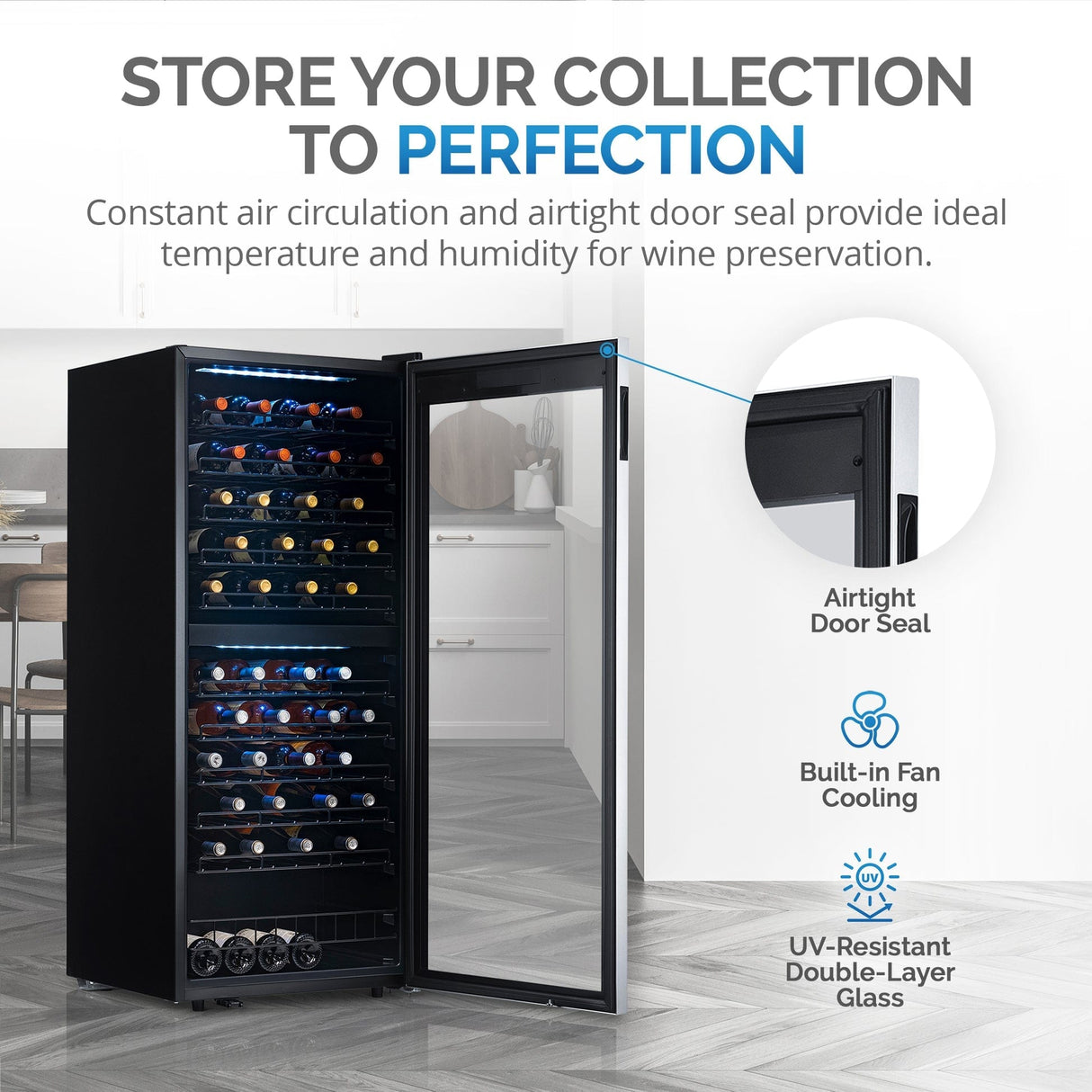 NewAir 98-Bottle Stainless Steel Dual Zone Wine Refrigerator Wine Coolers NWC098SS00 Wine Coolers Empire