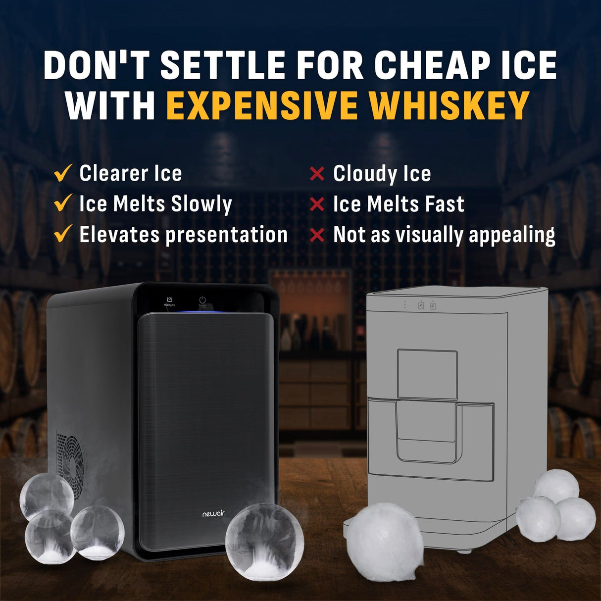 NewAir Countertop Whiskey Ice Ball Maker NIM005BSW0 Ice Makers NIM005BSW0 Wine Coolers Empire
