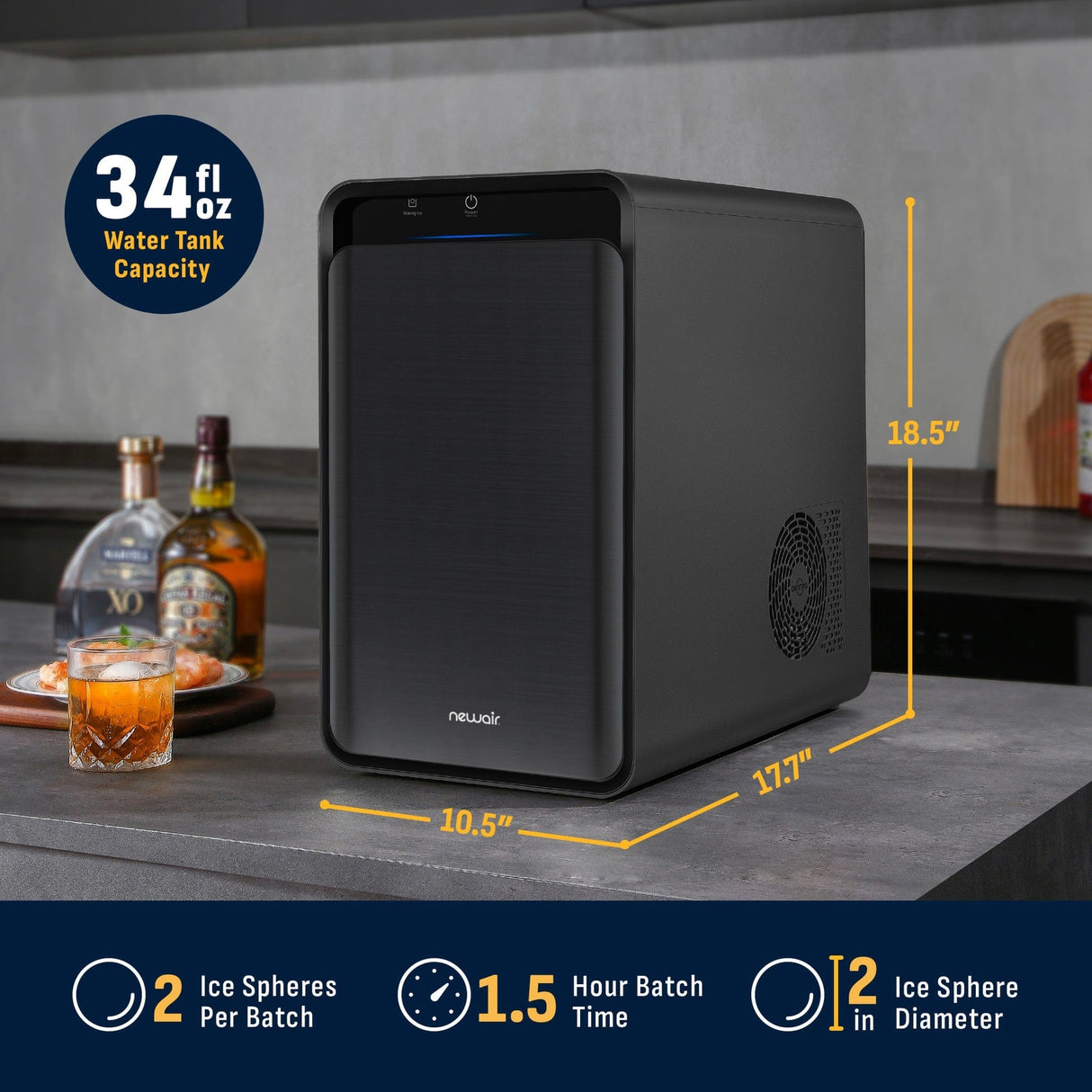 NewAir Countertop Whiskey Ice Ball Maker NIM005BSW0 Ice Makers NIM005BSW0 Wine Coolers Empire