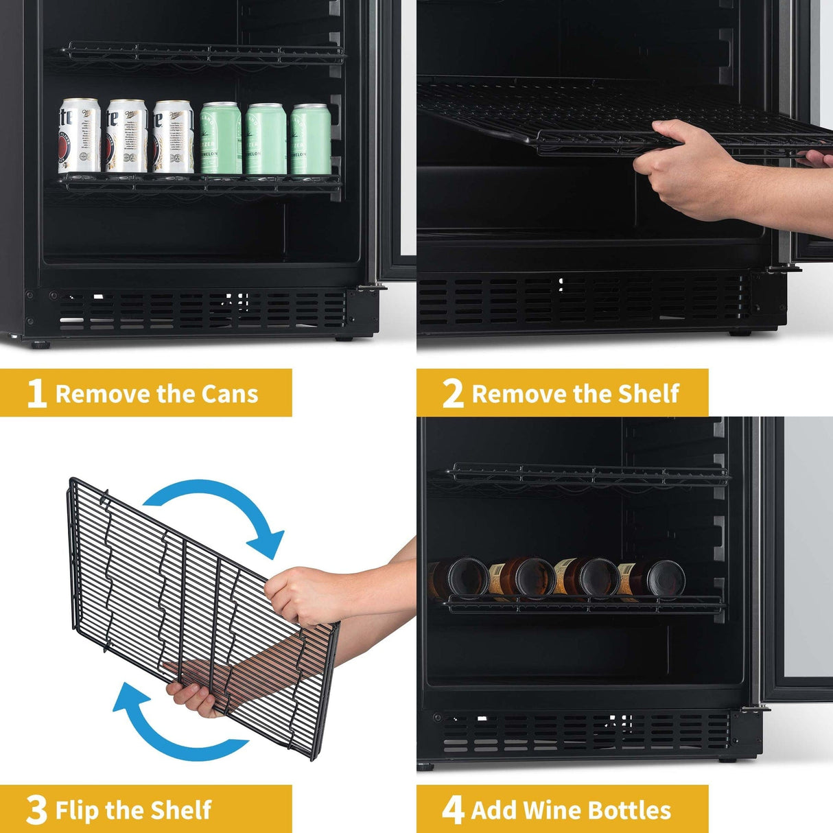 NewAir FlipShelf 24" Wine and Beverage Refrigerator Beverage Centers NWB180SS00-REM Wine Coolers Empire
