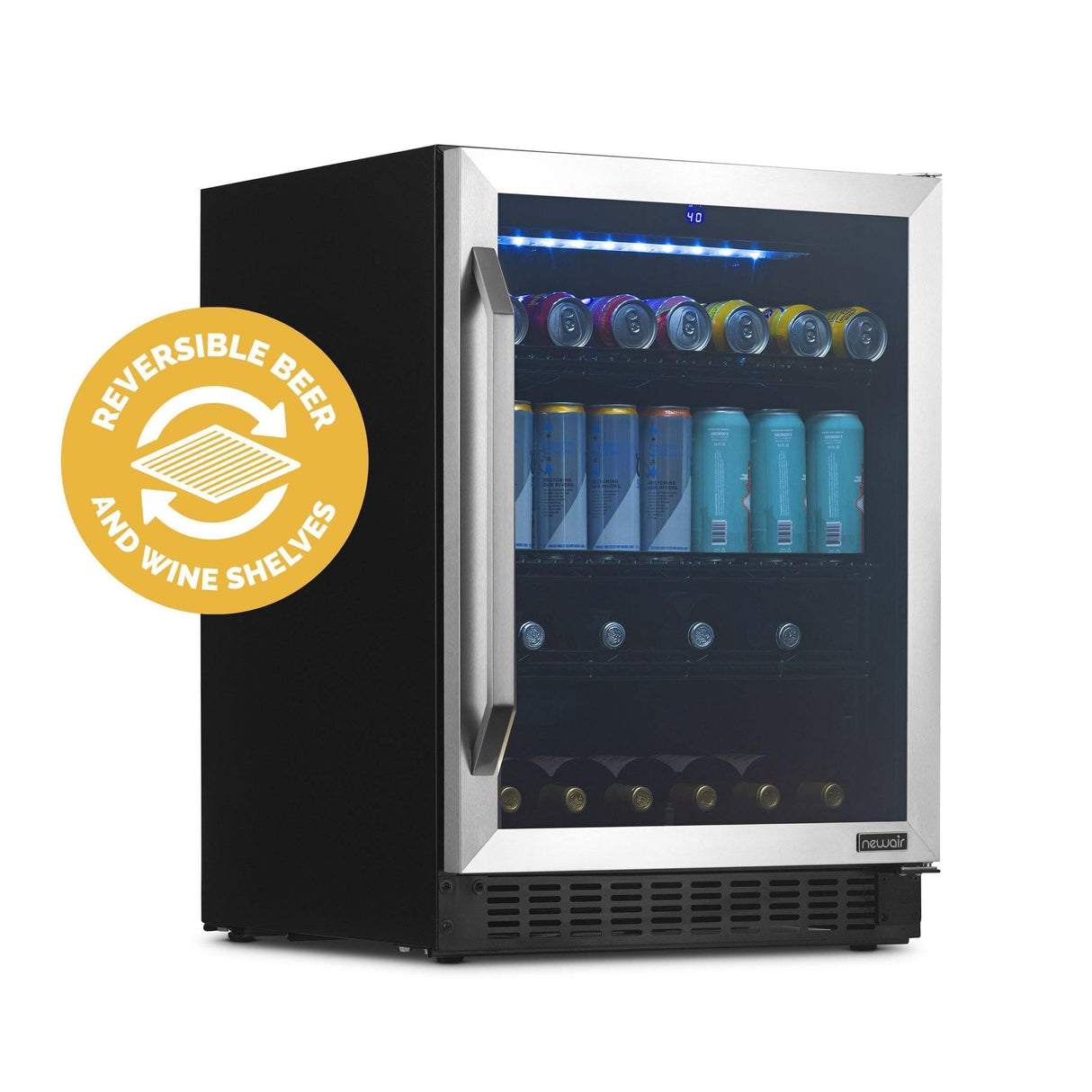 NewAir FlipShelf 24" Wine and Beverage Refrigerator Beverage Centers NWB180SS00-REM Wine Coolers Empire