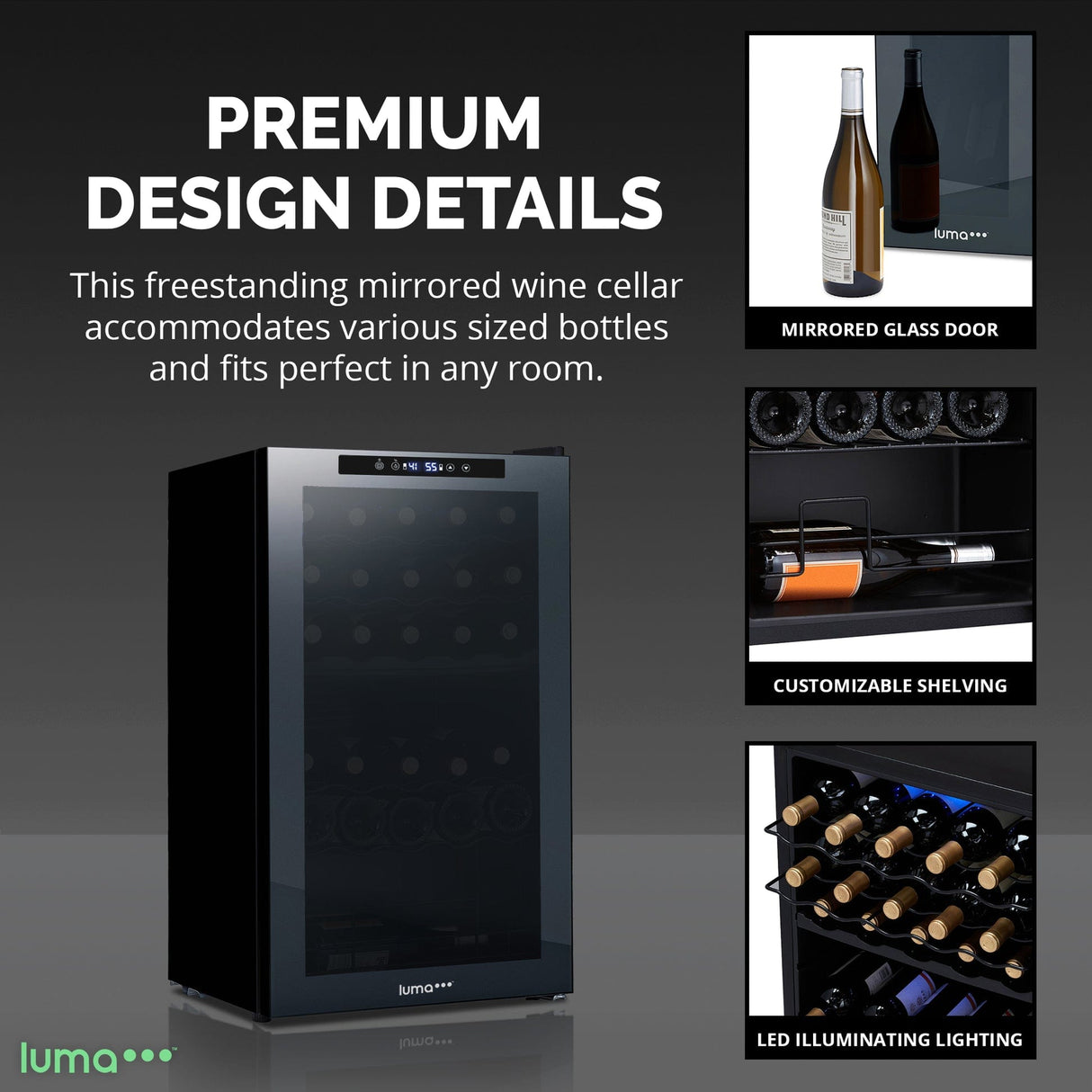 Newair Luma 33-Bottle Freestanding Wine Cooler LWC033BKD0 Wine Coolers LWC033BKD0 Wine Coolers Empire