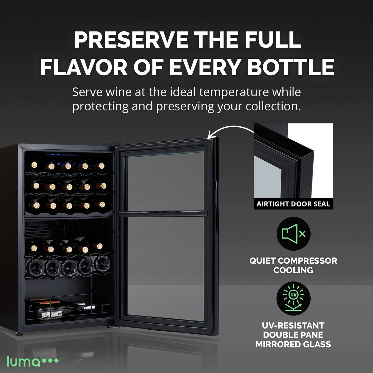 Newair Luma 33-Bottle Freestanding Wine Cooler LWC033BKD0 Wine Coolers LWC033BKD0 Wine Coolers Empire
