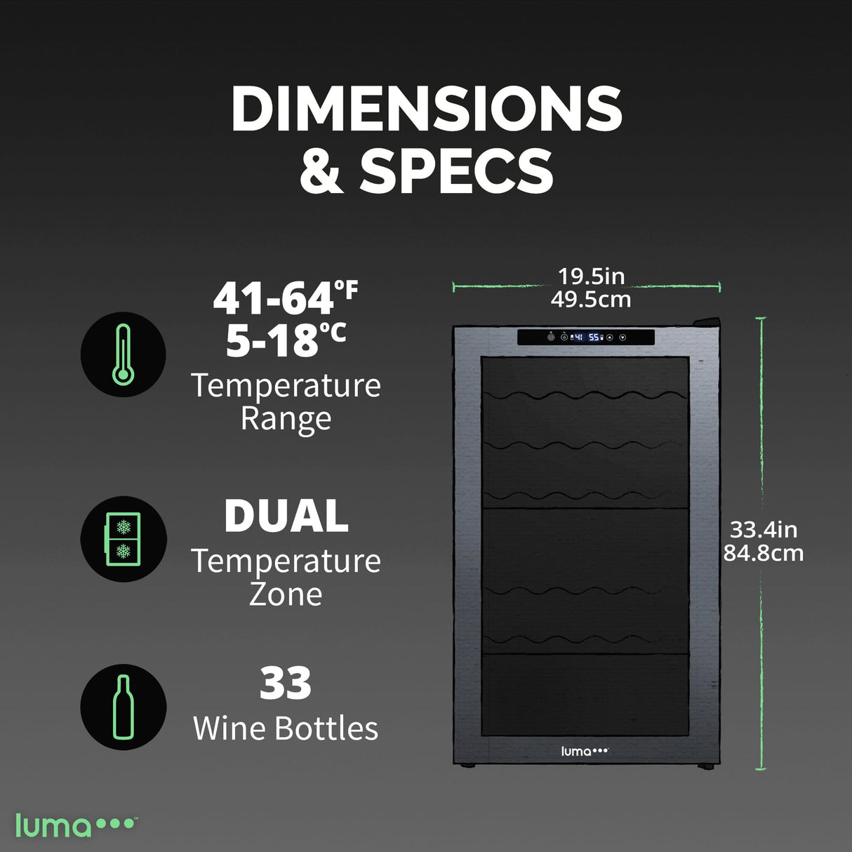 Newair Luma 33-Bottle Freestanding Wine Cooler LWC033BKD0 Wine Coolers LWC033BKD0 Wine Coolers Empire
