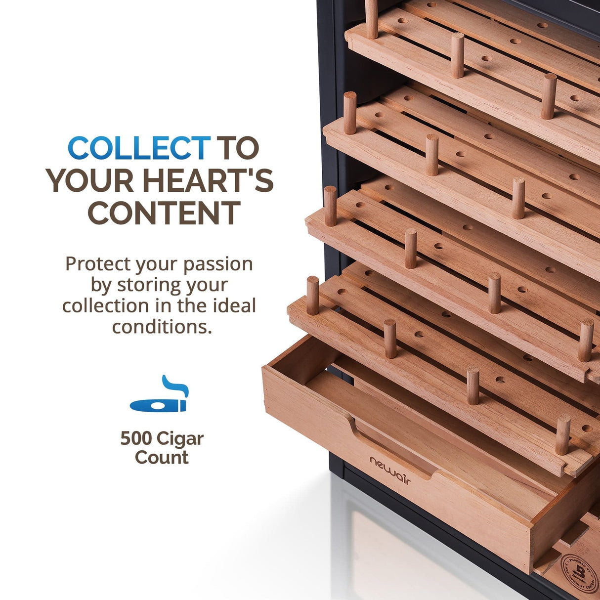 NewAir x Boveda 500-Count Electric Cigar Humidor NCH500SSB0 Cigar Humidors NCH500SSB0 Wine Coolers Empire