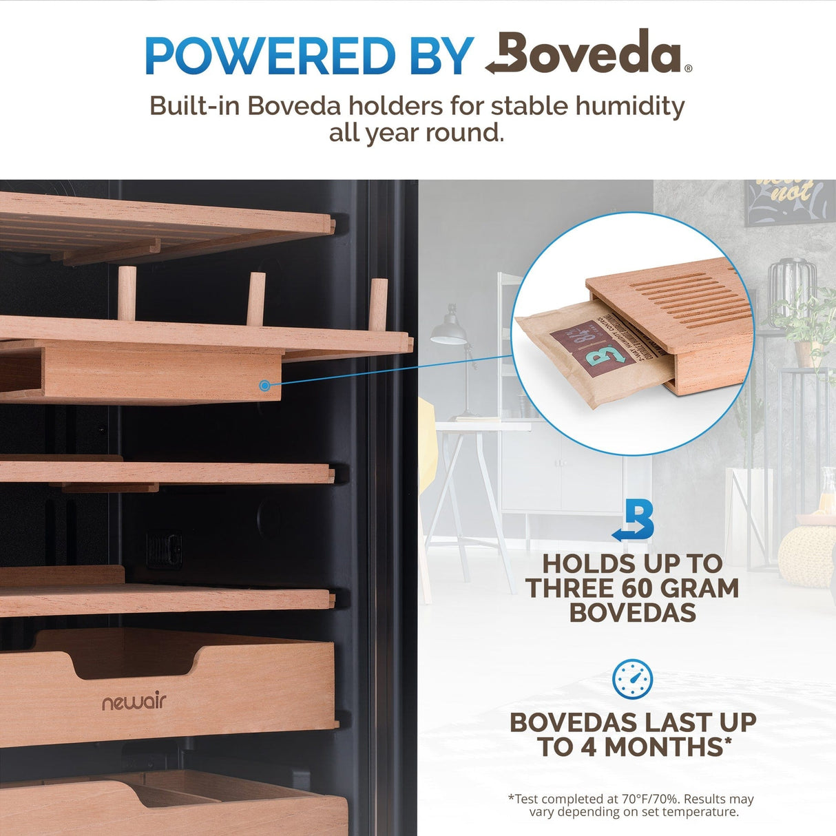 NewAir x Boveda 500-Count Electric Cigar Humidor NCH500SSB0 Cigar Humidors NCH500SSB0 Wine Coolers Empire