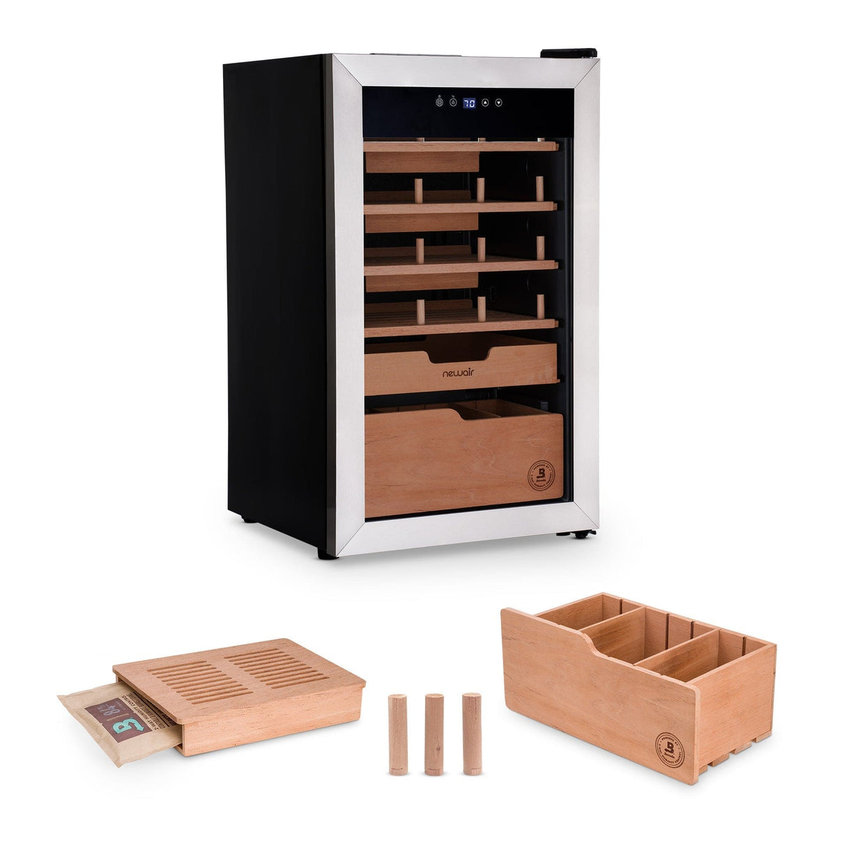 NewAir x Boveda 500-Count Electric Cigar Humidor NCH500SSB0 Cigar Humidors NCH500SSB0 Wine Coolers Empire