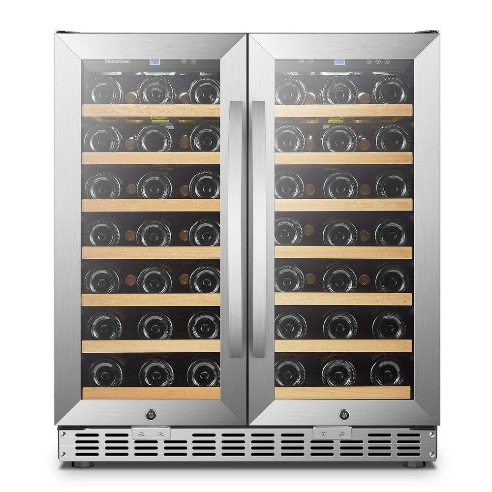 Sinoartizan 62 Bottles Dual Door Stainless Steel Wine Coolers ST-66D Wine Coolers ST-66D Wine Coolers Empire