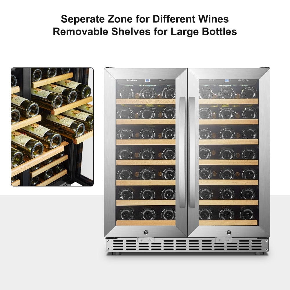 Sinoartizan 62 Bottles Dual Door Stainless Steel Wine Coolers ST-66D Wine Coolers ST-66D Wine Coolers Empire