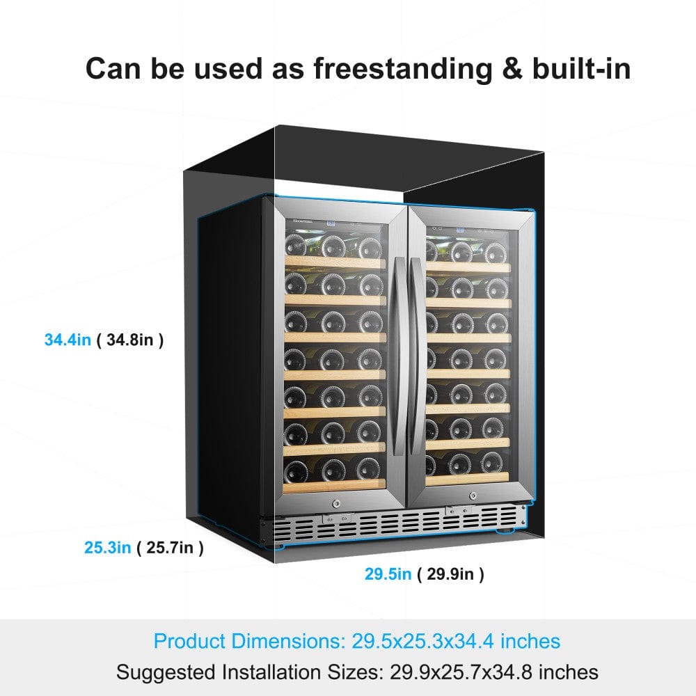 Sinoartizan 62 Bottles Dual Door Stainless Steel Wine Coolers ST-66D Wine Coolers ST-66D Wine Coolers Empire