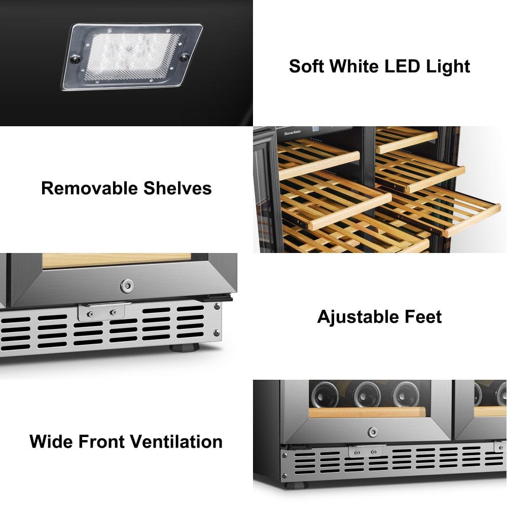 Sinoartizan 62 Bottles Dual Door Stainless Steel Wine Coolers ST-66D Wine Coolers ST-66D Wine Coolers Empire