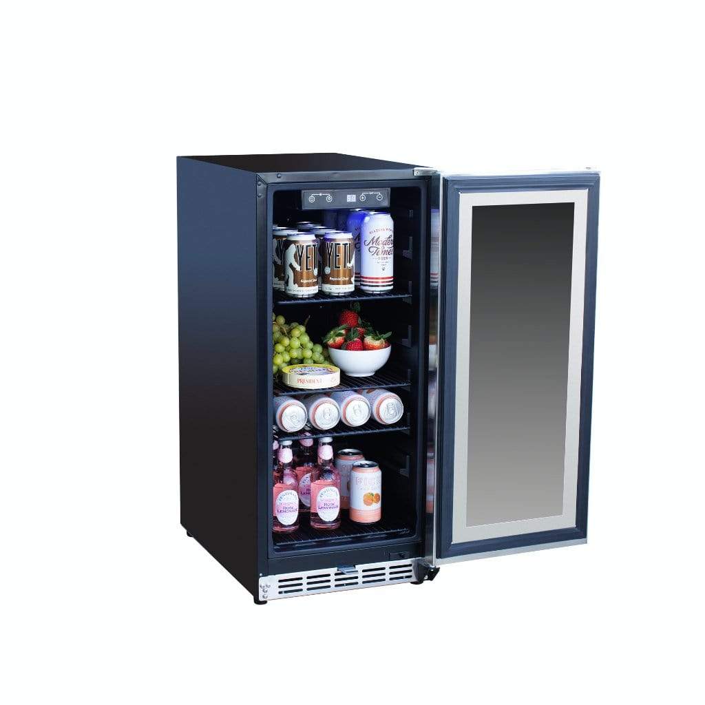 Summerset 15" Outdoor Rated Fridge w/Glass Door SSRFR-15G Refrigerators SSRFR-15G Wine Coolers Empire