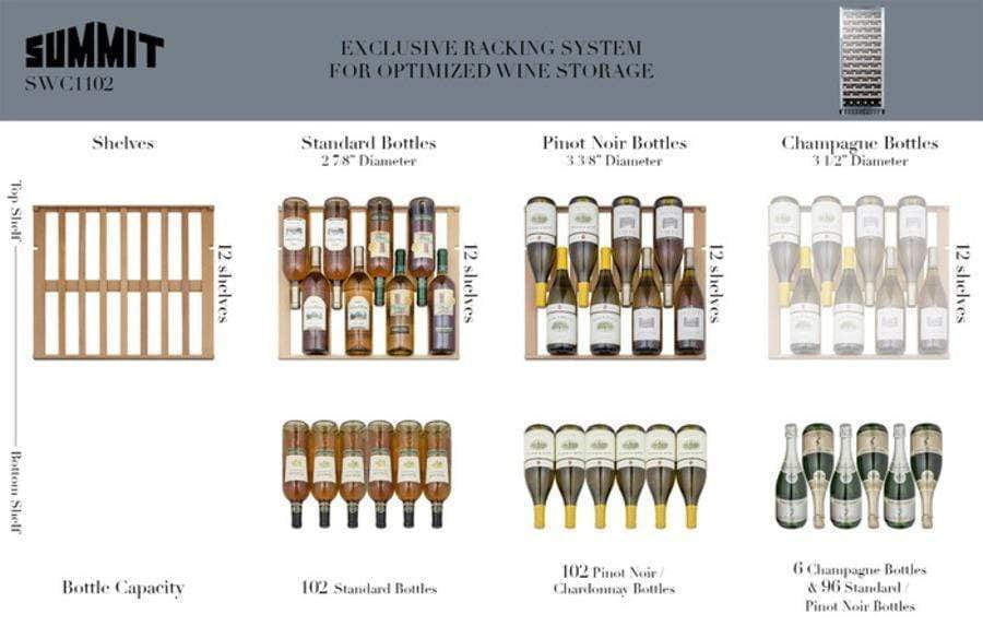 Summit 102 Bottle 24" Wide Wine Fridge SWC1102 Wine Coolers SWC1102 Wine Coolers Empire