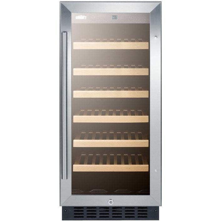 Summit 15" 33 Bottles Single Zone Stainless Steel Built-In Wine Fridge SWC1535B Wine Coolers SWC1535B Wine Coolers Empire