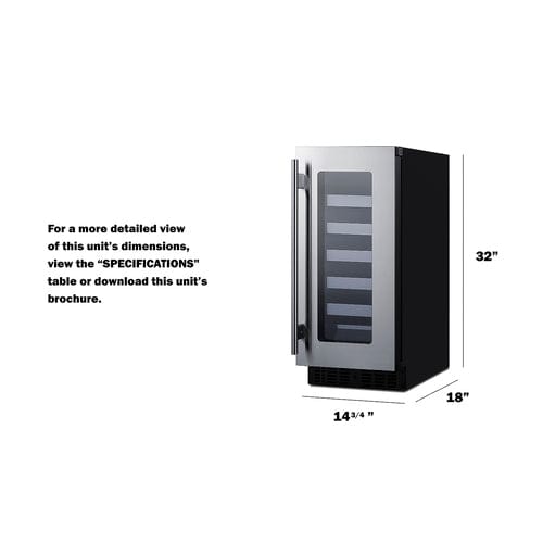 Summit 15" Glass Door Built-In Wine Fridge ASDW1522 Wine Coolers ASDW1522 Wine Coolers Empire