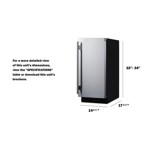 Summit 15" Stainless Steel Door All-Refrigerator ASDS1523 Refrigerators ASDS1523 Wine Coolers Empire