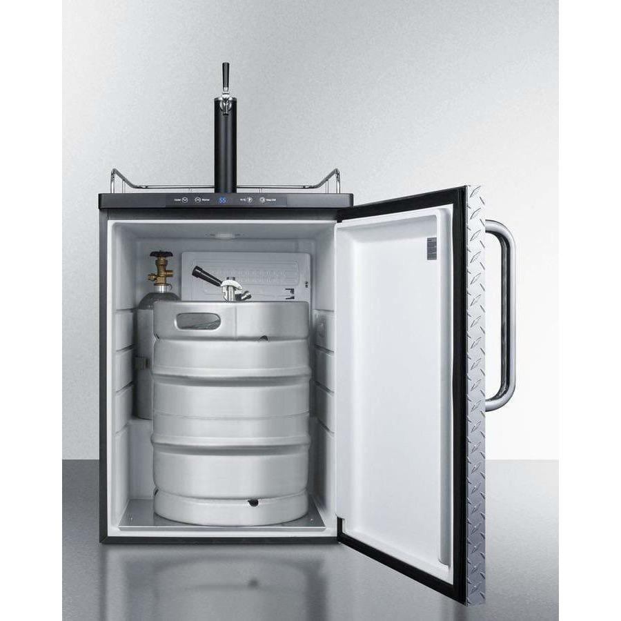 Summit 24" Built-In Single Tap Automatic Defrost Diamond Plate Kegerator SBC635MBIDPL Kegerators SBC635MBIDPL Wine Coolers Empire
