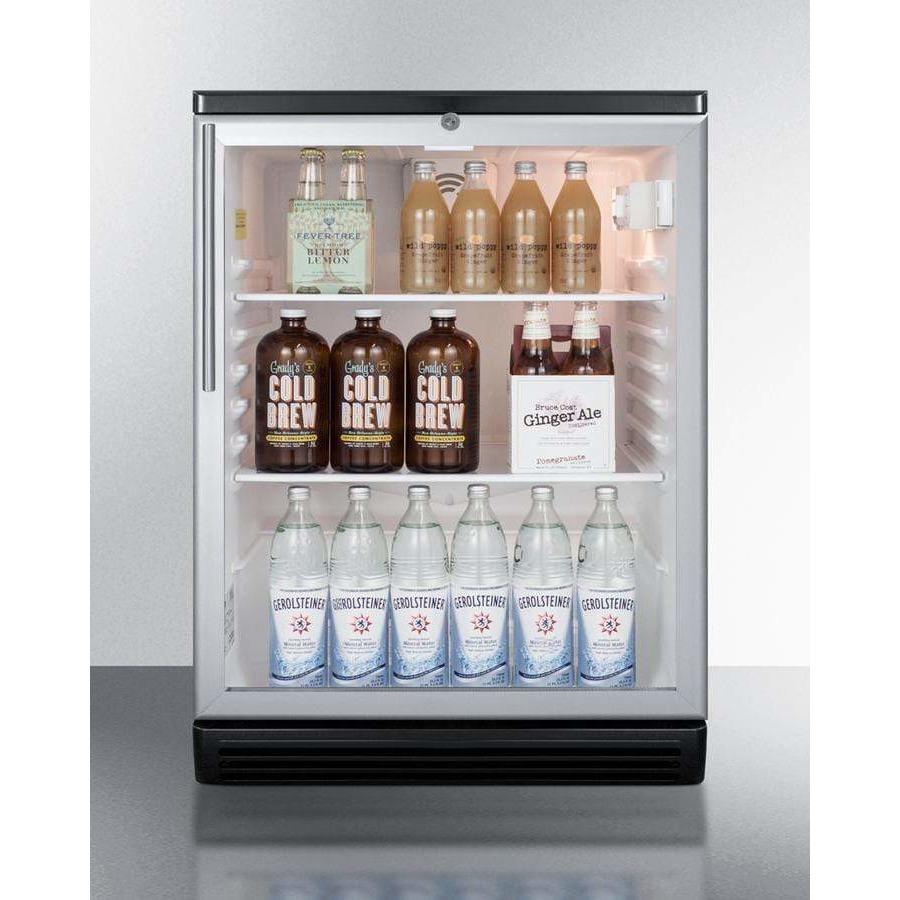 Summit 24" Wide Built-In Beverage Fridge SCR600BGLHV Beverage Centers SCR600BGLHV Wine Coolers Empire