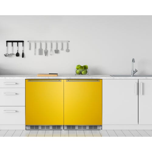 Summit 24" Yellow Door Black Cabinet ADA Refrigerator Freezer BRF631BKYADA Refrigerators BRF631BKYADA Wine Coolers Empire