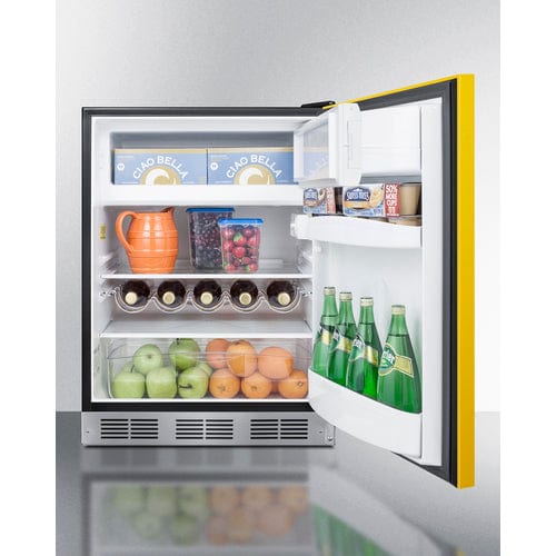 Summit 24" Yellow Door Black Cabinet Refrigerator Freezer BRF631BKY Refrigerators BRF631BKY Wine Coolers Empire