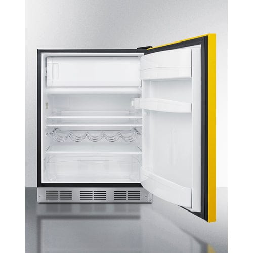 Summit 24" Yellow Door Black Cabinet Refrigerator Freezer BRF631BKY Refrigerators BRF631BKY Wine Coolers Empire
