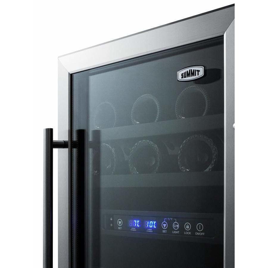 Summit 28 Bottle 18" Wide Single Zone Stainless Steel Built-In ADA Wine Fridge SWC182ZADA Wine Coolers SWC182ZADA Wine Coolers Empire