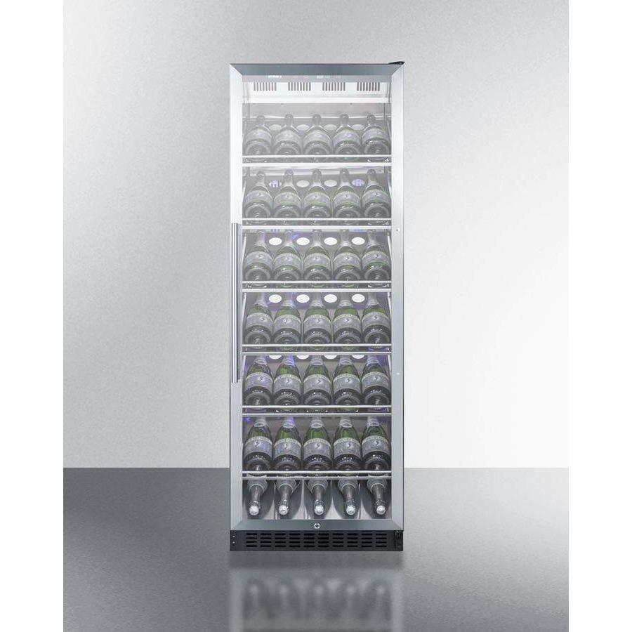 Summit 35 Bottle 24" Wide Champagne Series Single Zone Stainless Steel Right Hinge Commercial Wine Fridge SCR1401CHCSS Wine Coolers SCR1401CHCSS Wine Coolers Empire