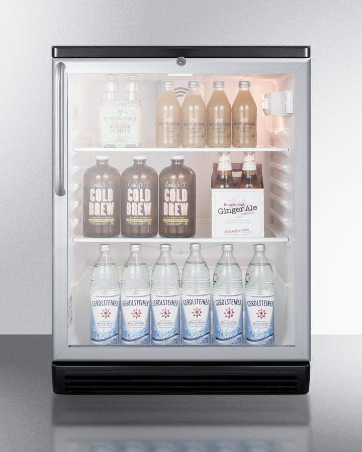 Summit Commercial 24" Built-In Auto Defrost Beverage Fridge SCR600BGLBITB Beverage Centers SCR600BGLBITB Wine Coolers Empire