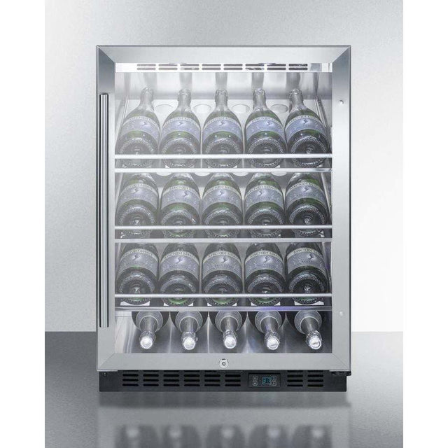 Summit Commercial 24" Champagne Series 20 Bottle Single Zone Wine Fridge, Right Hinge  SCR610BLCHCSS Wine Coolers SCR610BLCHCSS Wine Coolers Empire