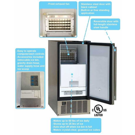 Sunpentown Under-Counter Ice Maker IM-60YUS Ice Makers IM-60YUS Wine Coolers Empire