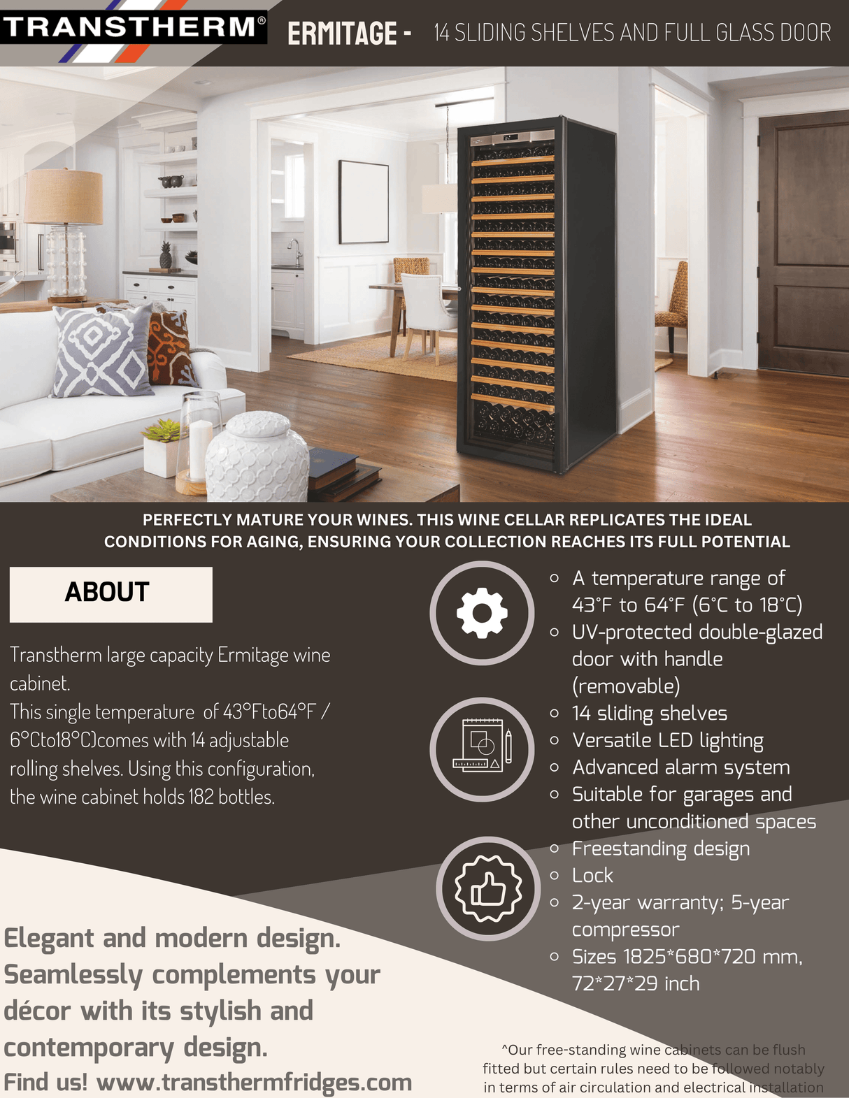 Transtherm Prestige Ermitage Wine Cooling Cabinet Wine Coolers Wine Coolers Empire