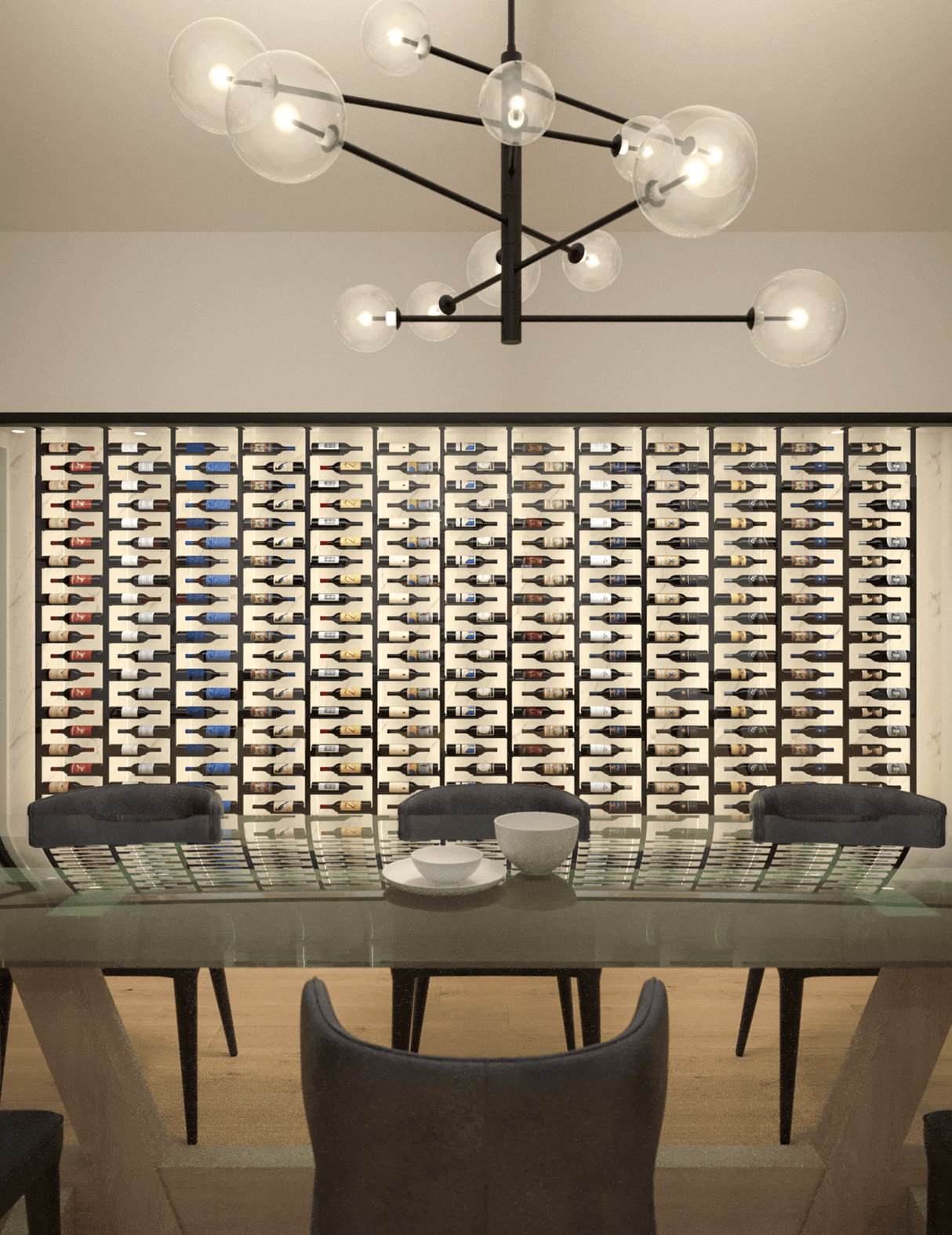 Ultra Wine Racks ST Minimalist 120 Bottles 2-Sided Display Wine Racks MS-BLK-2SD-3W-ST Wine Coolers Empire