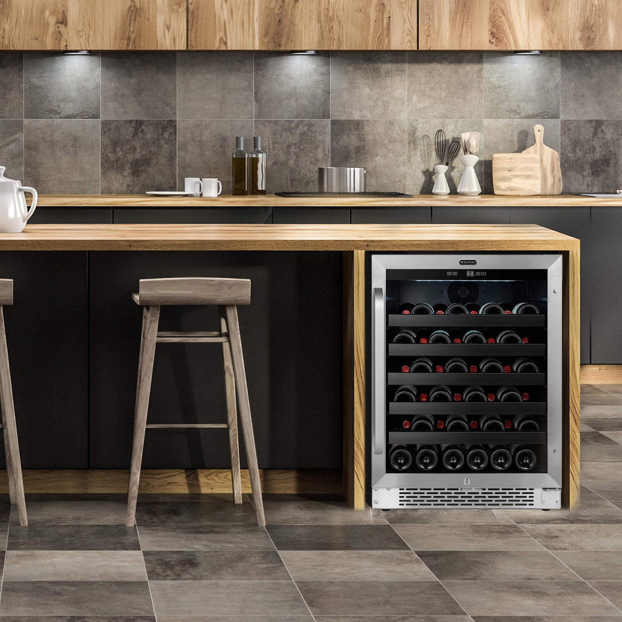 Whynter 24 inch Built-In 46 Bottle Undercounter Stainless Steel Wine Refrigerator with Reversible Door, Digital Control, Lock and Carbon Filter BWR-408SB Wine Coolers BWR-408SB Wine Coolers Empire