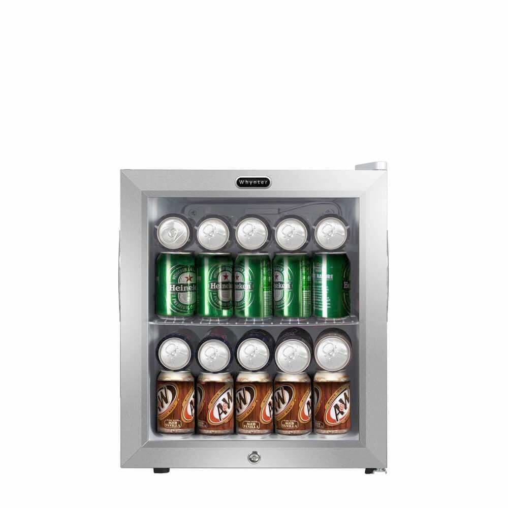 Whynter 62 Can Capacity Stainless Steel Beverage Refrigerator with Lock BR-062WS Beverage Centers BR-062WS Wine Coolers Empire