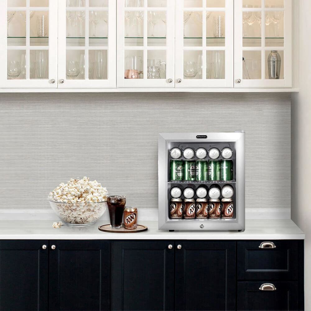 Whynter 62 Can Capacity Stainless Steel Beverage Refrigerator with Lock BR-062WS Beverage Centers BR-062WS Wine Coolers Empire