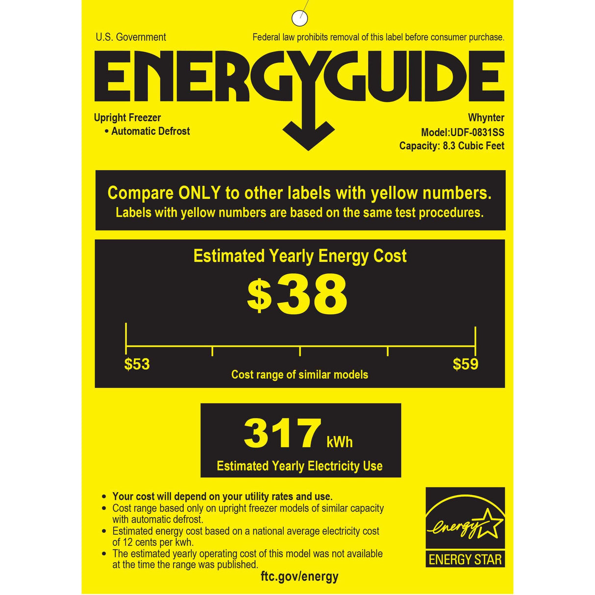 Whynter 8.3 cu.ft. Energy Star Digital Upright Stainless Steel Deep Freezer/Refrigerator UDF-0831SS Refrigerators UDF-0831SS Wine Coolers Empire