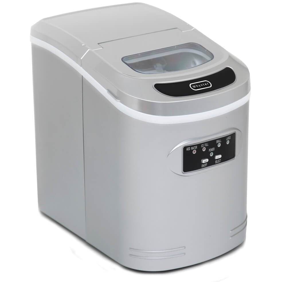 Whynter Compact Portable Ice Maker 27 lb capacity Metallic Silver IMC-270MS Ice Makers IMC-270MS Wine Coolers Empire